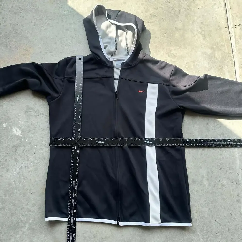 Vintage Nike Full Zip Athletic Track Hoodie Jacket Black and White
